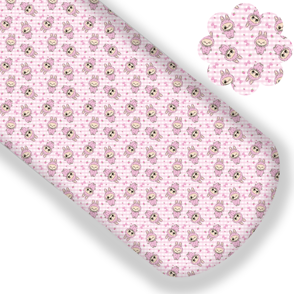 **READY TO SHIP!** Labubu Doll Pink Gingham Premium Faux Leather