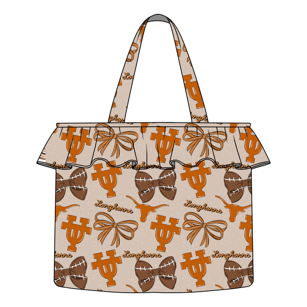 (PREORDER TOTE BAGS-STYLE TC) COLLEGE Football Bow Teams-You Choose Team and Style