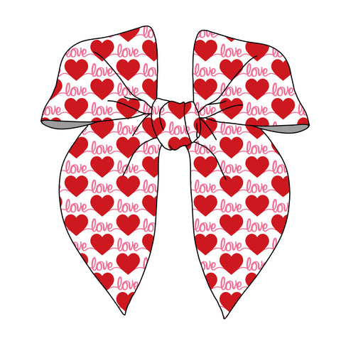 (PREORDER) PRE-TIED SURGED EDGE BOW-Love Hearts