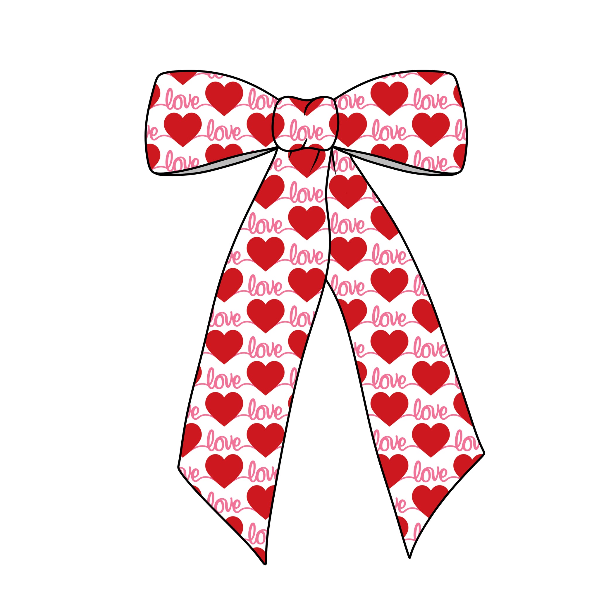 (PREORDER) PRE-TIED LONG TAILS BOW-Love Hearts