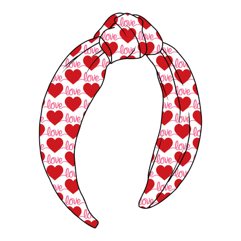(PREORDER) TOP KNOT HEADBAND-Love Hearts