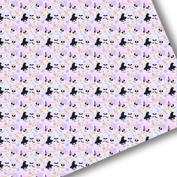 Spooky Floral Skulls Premium Faux Leather