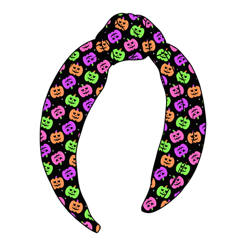 (PREORDER) TOP KNOT HEADBAND-Neon Pumpkins
