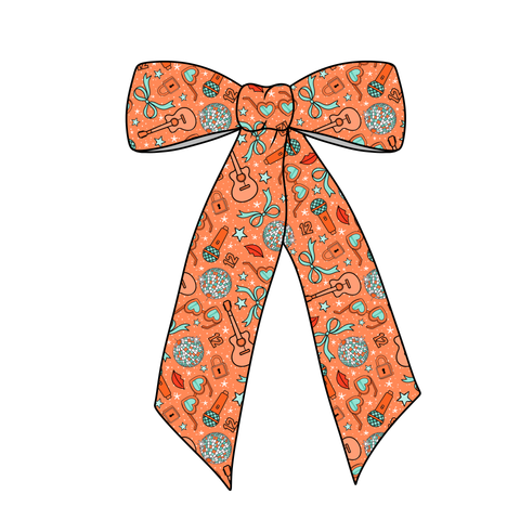 (PREORDER) PRE-TIED LONG TAILS BOW-ShowGirl (Orange)