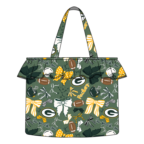 (PREORDER TOTE BAGS-STYLE 1T) All NFL Football Bow Teams-You Choose Team and Style