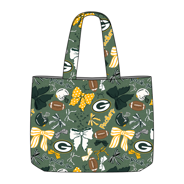 (PREORDER TOTE BAGS-STYLE 1T) All NFL Football Bow Teams-You Choose Team and Style