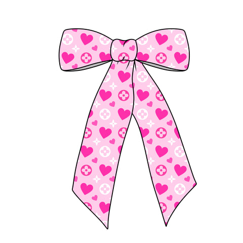 (PREORDER) PRE-TIED LONG TAILS BOW-Boujee Pink Hearts