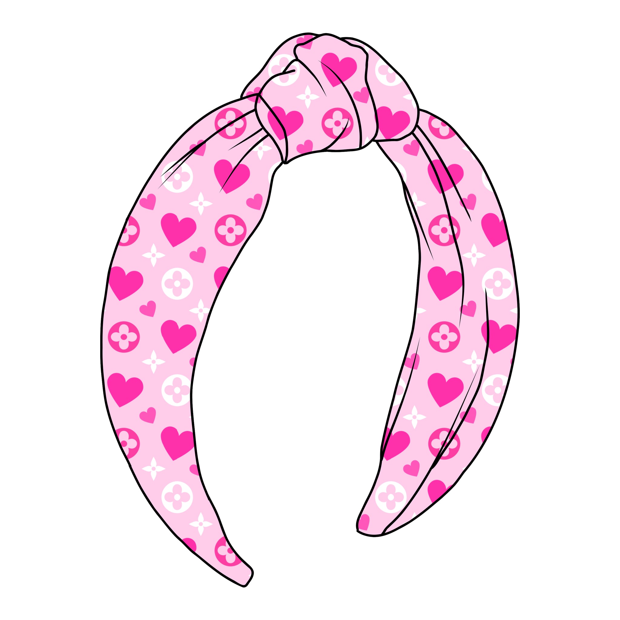(PREORDER) TOP KNOT HEADBAND-Boujee Pink Hearts