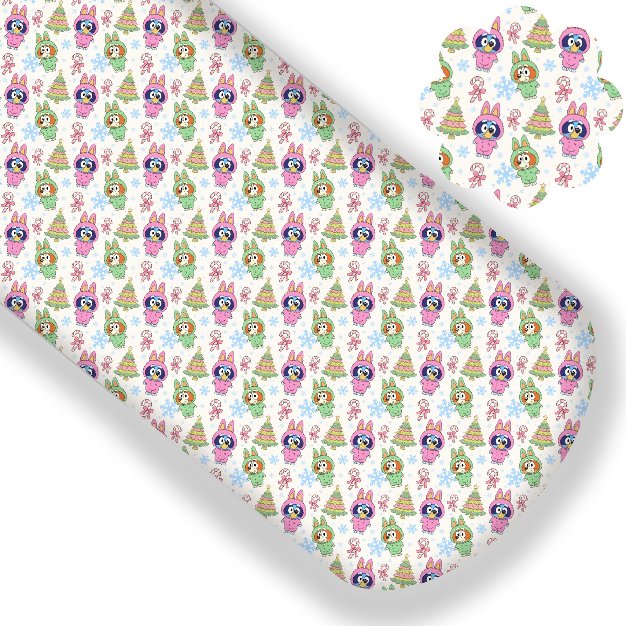 Pink Christmas Pups Premium Faux Leather