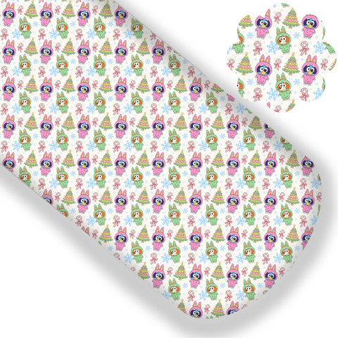 Pink Christmas Pups Premium Faux Leather