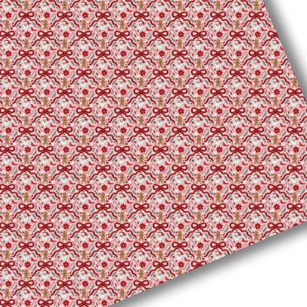 Santa Bows and Gingerbread Premium Faux Leather