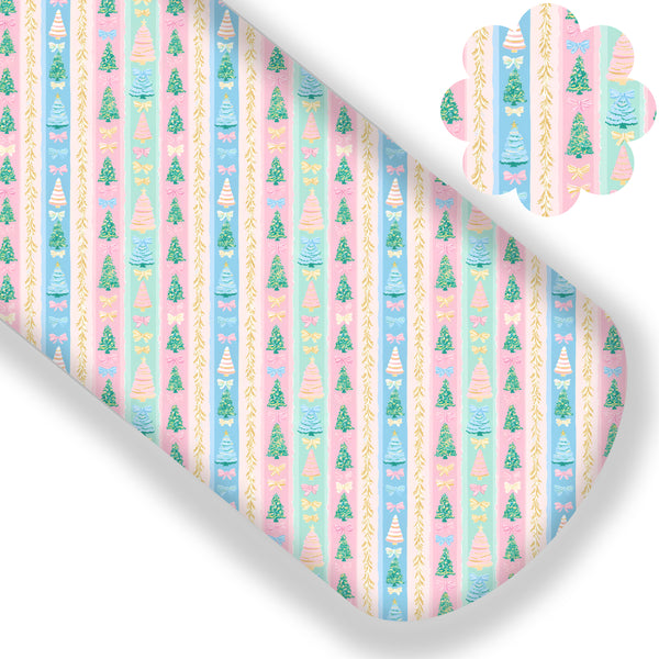 Pastel Christmas Tree Bows Premium Faux Leather