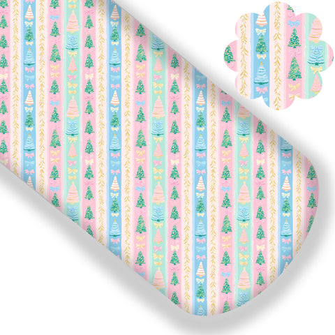 Pastel Christmas Tree Bows Premium Faux Leather