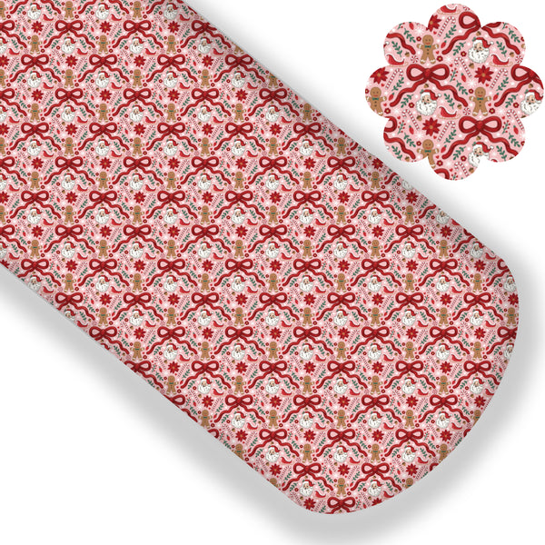 Santa Bows and Gingerbread Premium Faux Leather