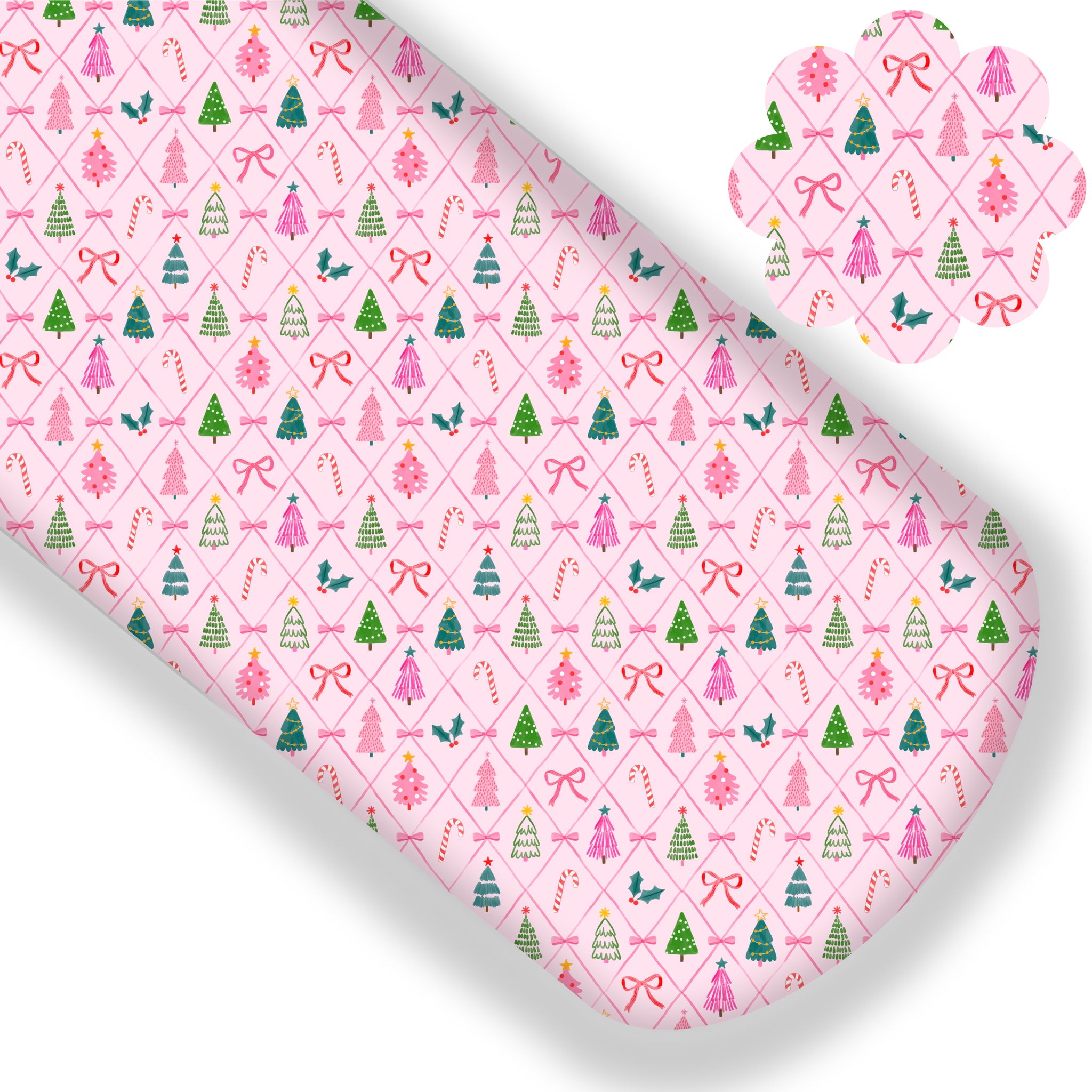 Pink Christmas Tree Bows Premium Faux Leather