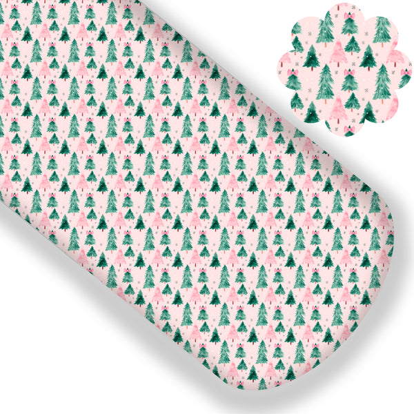 Pink Christmas Trees Premium Faux Leather