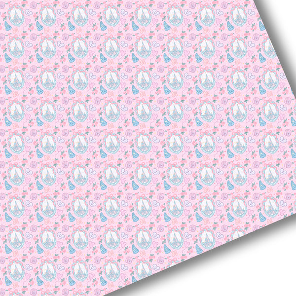 Pink Floral Castle Premium Faux Leather