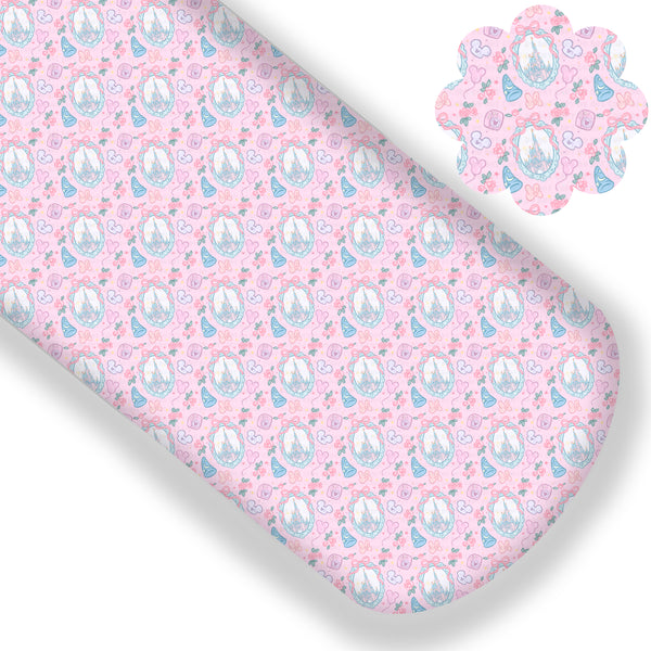 Pink Floral Castle Premium Faux Leather