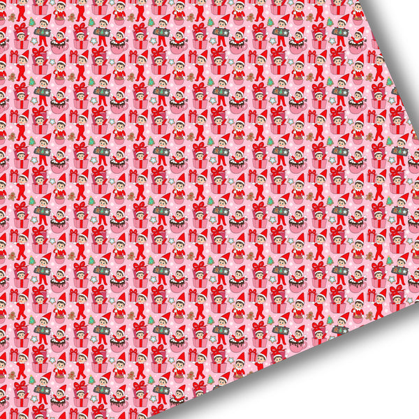 Holly Jolly Pink Elves Premium Faux Leather