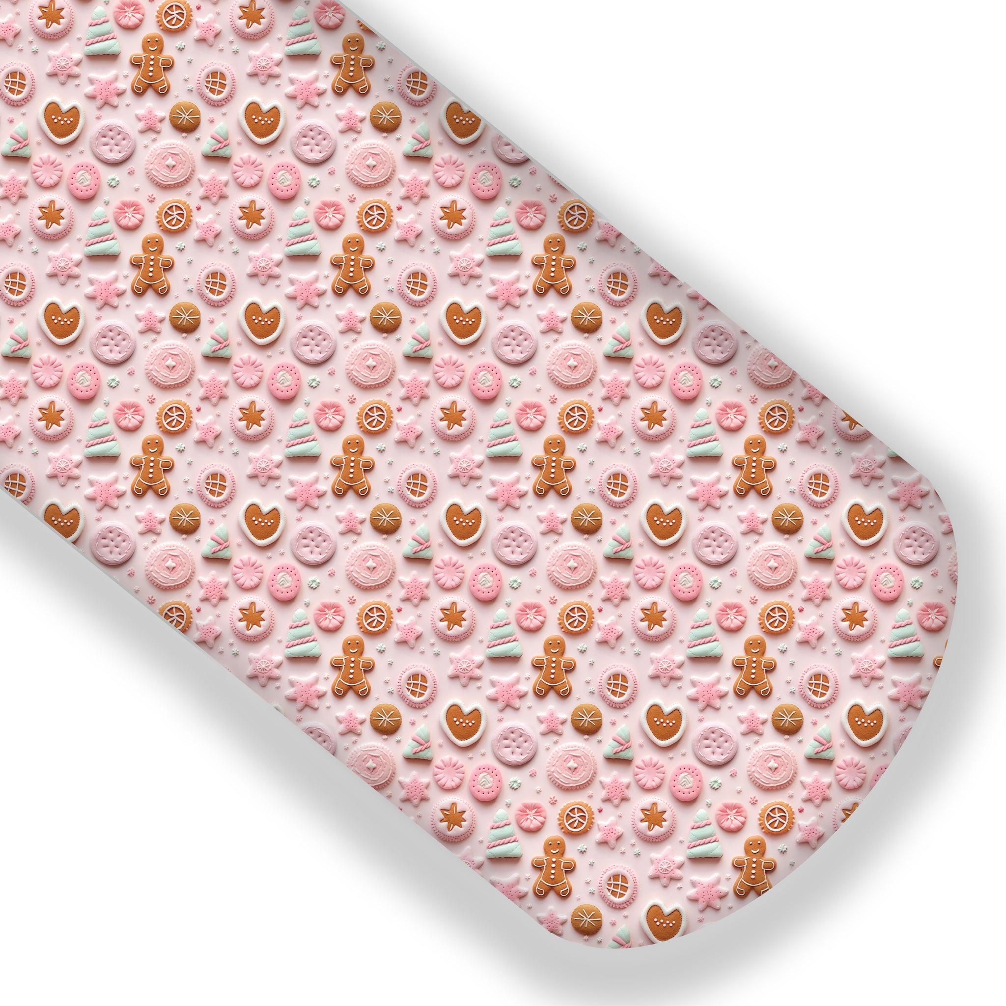 "3D Embroidered" Pink Gingerbread Cookies Premium Faux Leather