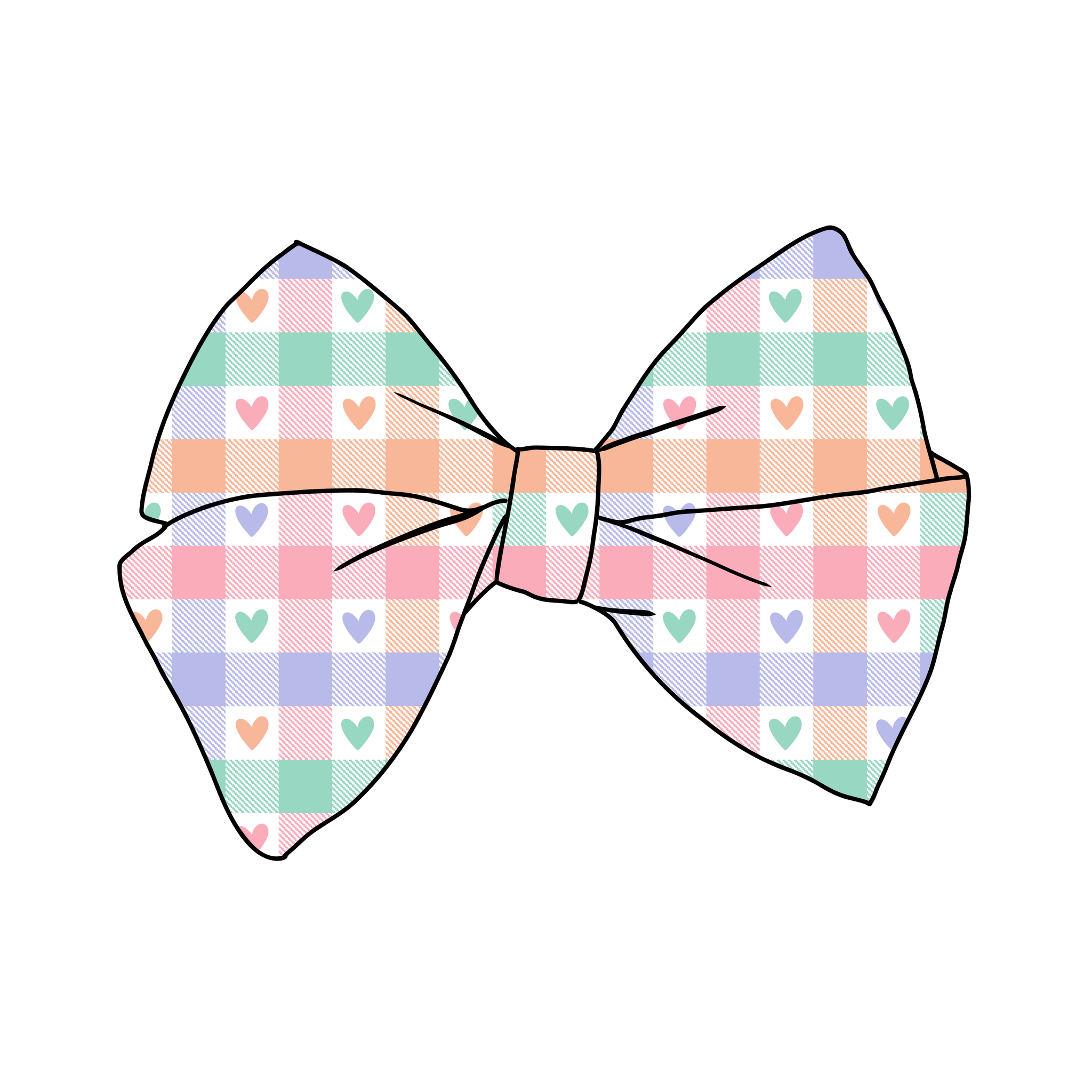 (PREORDER) PRE-TIED BOW-Gingham Hearts