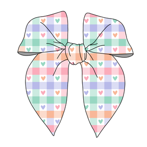 (PREORDER) PRE-TIED SURGED EDGE BOW-Gingham Hearts