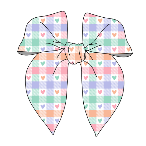 (PREORDER) PRE-TIED SURGED EDGE BOW-Gingham Hearts