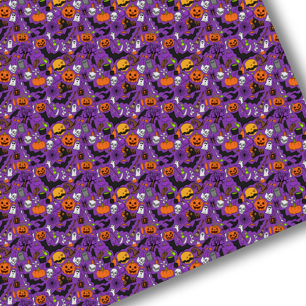 Purple Haunted Halloween Premium Faux Leather