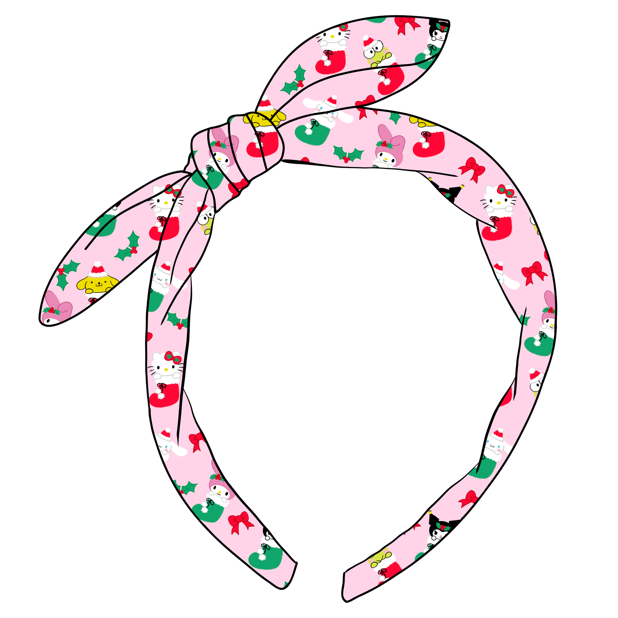 KNOTTED BOW HEADBAND-Sanrio Christmas