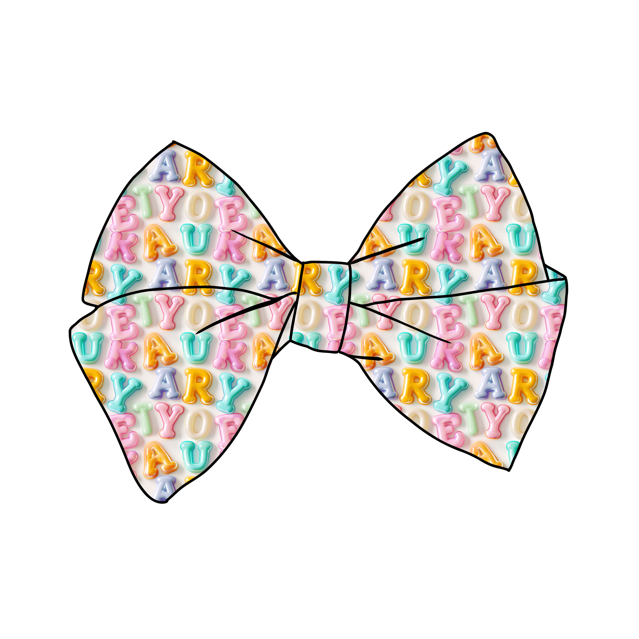 PRE-TIED BOW-Pastel Bubble Letters