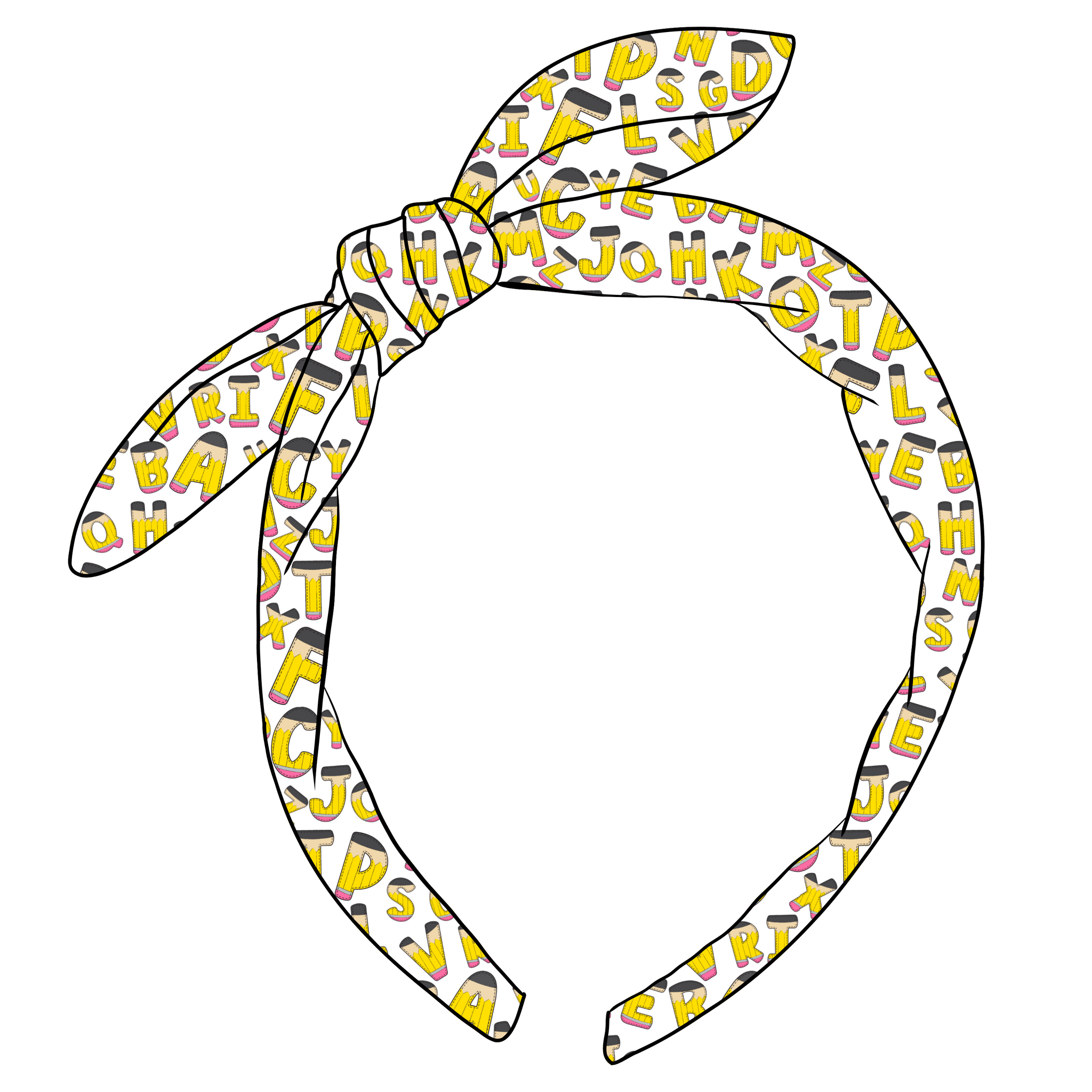 KNOTTED BOW HEADBAND-Pencil Letters