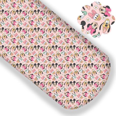 **READY TO SHIP!** Mouse & Friends Floral (PINK) Premium Faux Leather