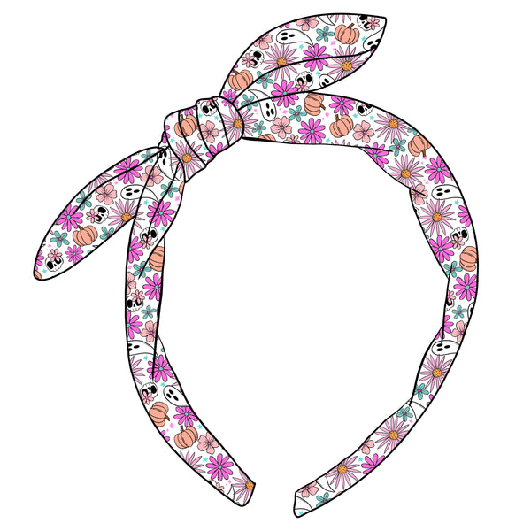 💡**GLOW IN THE DARK FABRIC** KNOTTED BOW HEADBAND-Pretty Spooky