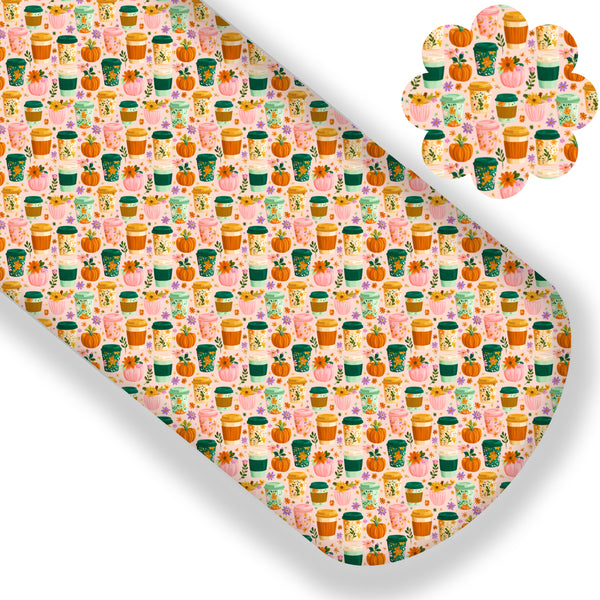 Pumpkin Spice Latte Floral Premium Faux Leather