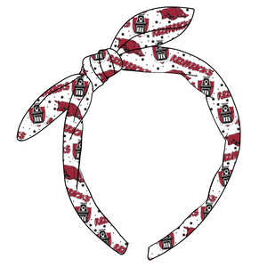 (PREORDER) KNOTTED BOW HEADBAND-College Football-Arkansas Razorbacks
