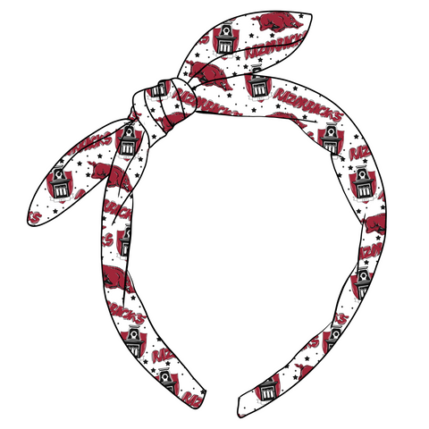 (PREORDER) KNOTTED BOW HEADBAND-College Football-Arkansas Razorbacks
