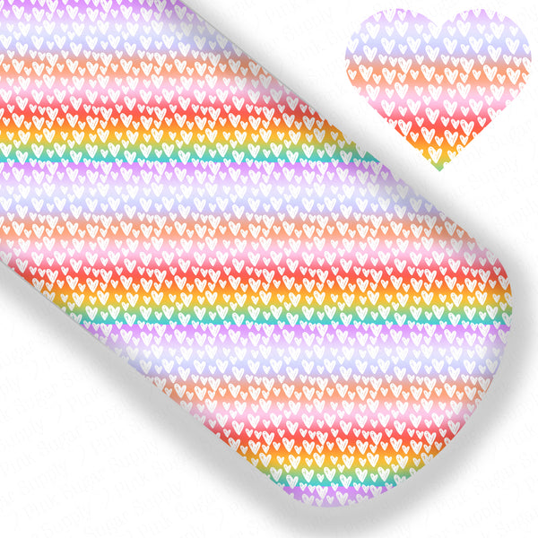 **READY TO SHIP!** Rainbow Heart Doodle Premium Faux Leather
