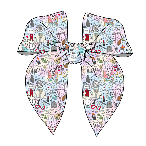 (PREORDER) PRE-TIED SURGED EDGE BOW-Rainbow Swiftie Eras