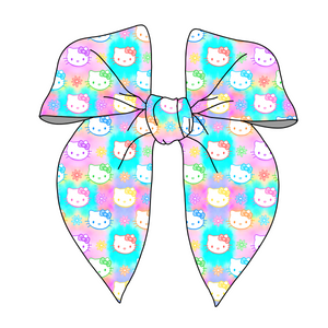 PRE-TIED SURGED EDGE BOW-Hello Rainbow Kitty