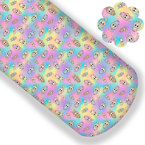 Rainbow Labubu Floral Premium Faux Leather