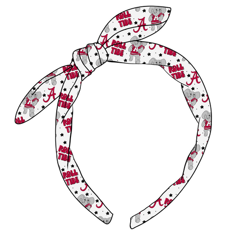 (PREORDER) KNOTTED BOW HEADBAND-College Football-Alabama Roll Tide