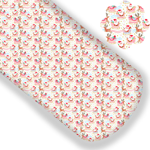 Santa Sleigh Reindeer Premium Faux Leather