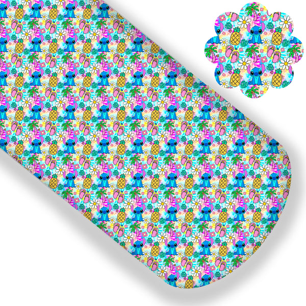 Tropical Rainbow Blue Alien Premium Faux Leather