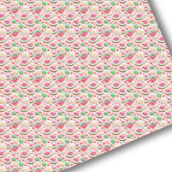 **READY TO SHIP!** "3D" Sweet Watermelon Floral Premium Faux Leather