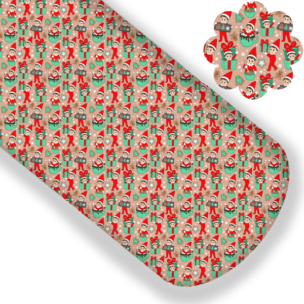 Holly Jolly Tan Elves Premium Faux Leather