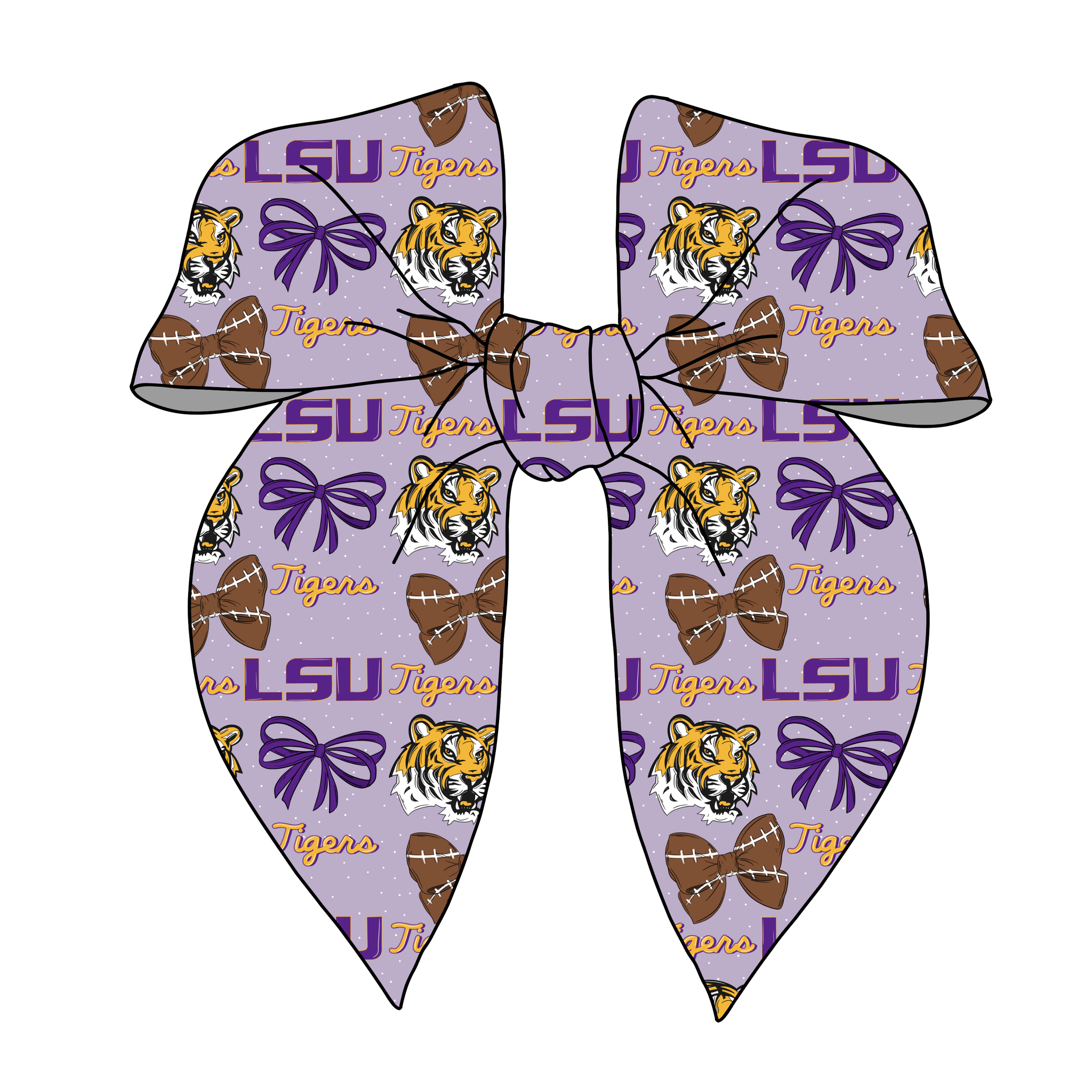 (PREORDER) PRE-TIED SURGED EDGE BOW-College Football-LSU Tigers