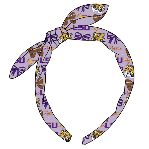 (PREORDER) KNOTTED BOW HEADBAND-College Football-LSU Tigers