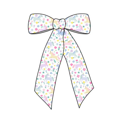 (PREORDER) PRE-TIED LONG TAILS BOW-Unicorn Floral