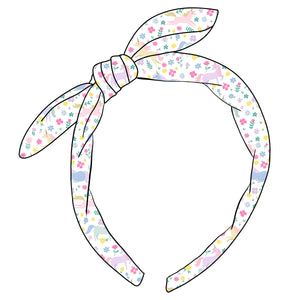 (PREORDER) KNOTTED BOW HEADBAND-Unicorn Floral