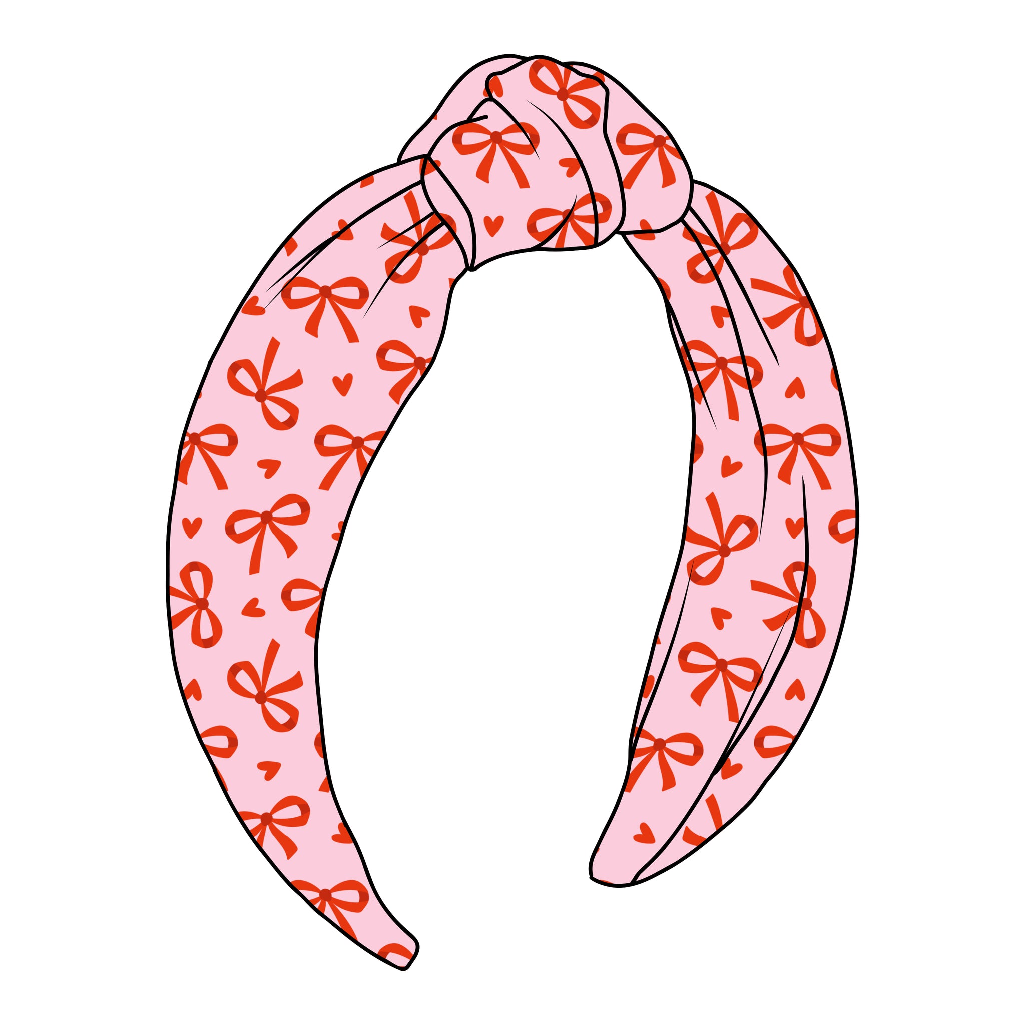 (PREORDER) TOP KNOT HEADBAND-Pink and Red Heart Bows
